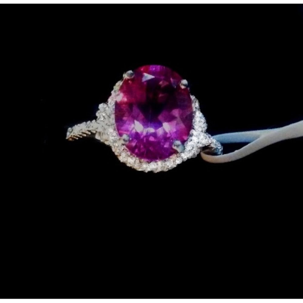 Solid 10k W.G. 2.5CT Pink Topaz Solitaire Ring 7